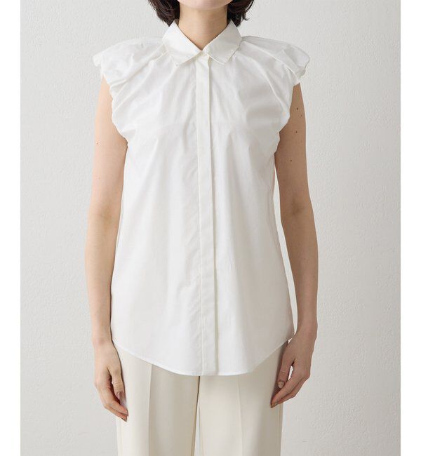 THE PAUSE「【THE PAUSE】袖ギャザーノースリーブシャツ」|シャツ・ブラウス|