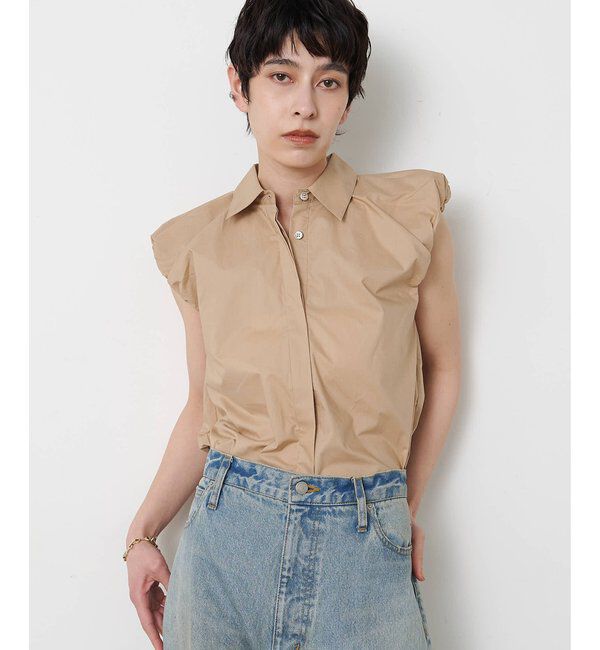 THE PAUSE「【THE PAUSE】袖ギャザーノースリーブシャツ」|シャツ・ブラウス|