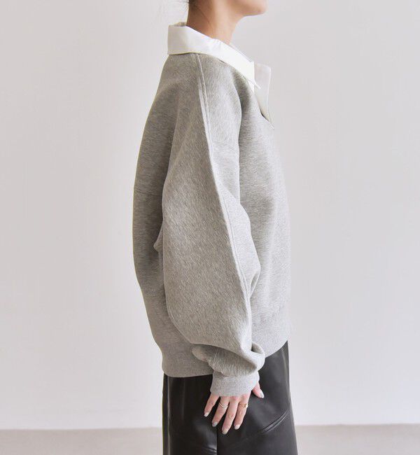 quaranciel「quaranciel:〈洗濯機可能〉ポンチ ロゴプリント ポロ スウェット プルオーバー」|スウェット・ジャージ|