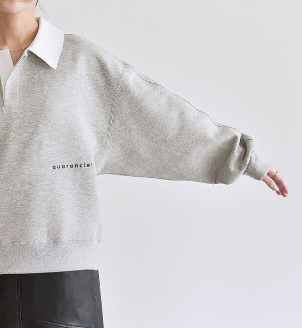 quaranciel「quaranciel:〈洗濯機可能〉ポンチ ロゴプリント ポロ スウェット プルオーバー」|スウェット・ジャージ|
