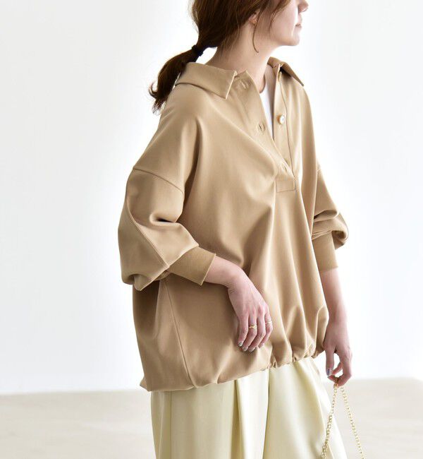 quaranciel「《追加予約》quaranciel:〈洗濯機可能〉ライト ポンチ ドロスト ポロ プルオーバー」|スウェット・ジャージ|