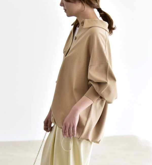 quaranciel「《追加予約》quaranciel:〈洗濯機可能〉ライト ポンチ ドロスト ポロ プルオーバー」|スウェット・ジャージ|