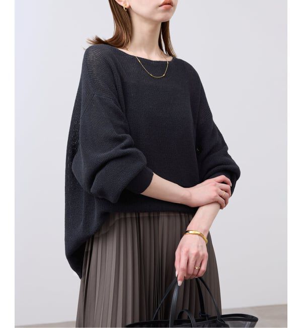 SLOBE IENA「《追加》リネン混畦ニット」|ニット・セーター|ブラック