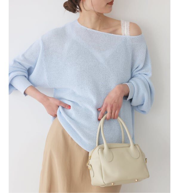 SLOBE IENA「《追加》リネン混畦ニット」|ニット・セーター|サックスブルー