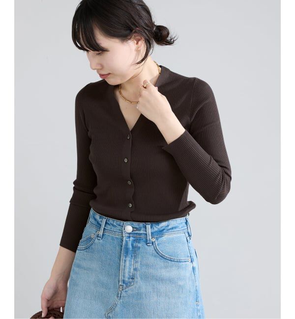 IENA「《新色/追加》ECO SPLASH リブVネックカーディガン」|カーディガン|