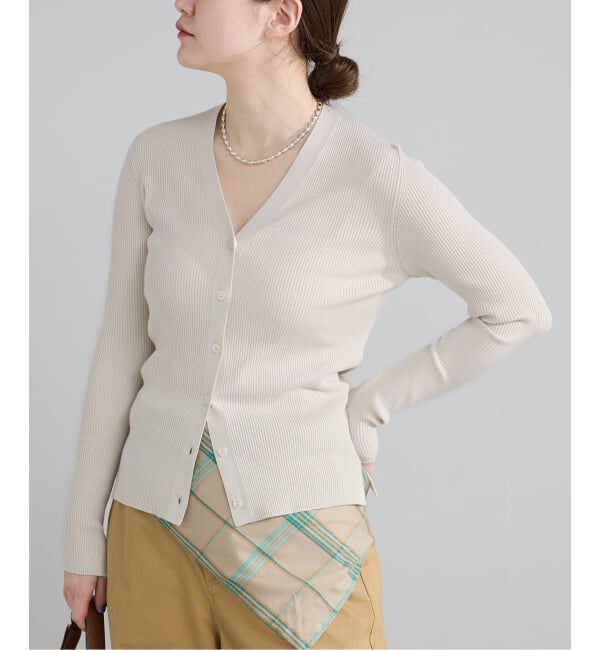 IENA「《新色/追加》ECO SPLASH リブVネックカーディガン」|カーディガン|