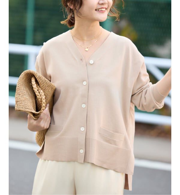 SLOBE IENA「《接触冷感/UV機能/WEB限定/追加予約》FROSTYCOTTON Vネックカーディガン」|カーディガン|