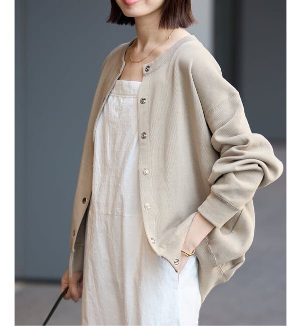 SLOBE IENA「《追加2》ダブルフェイスジャージースナップカーディガン」|カーディガン|