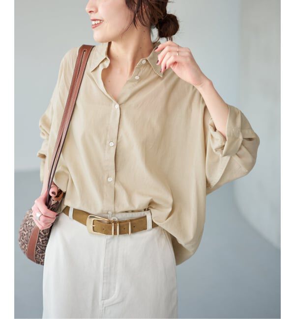 Spick and Span「《新色有り / 追加》ガーメントダイカシュクールシャツ」|シャツ・ブラウス|ベージュ A