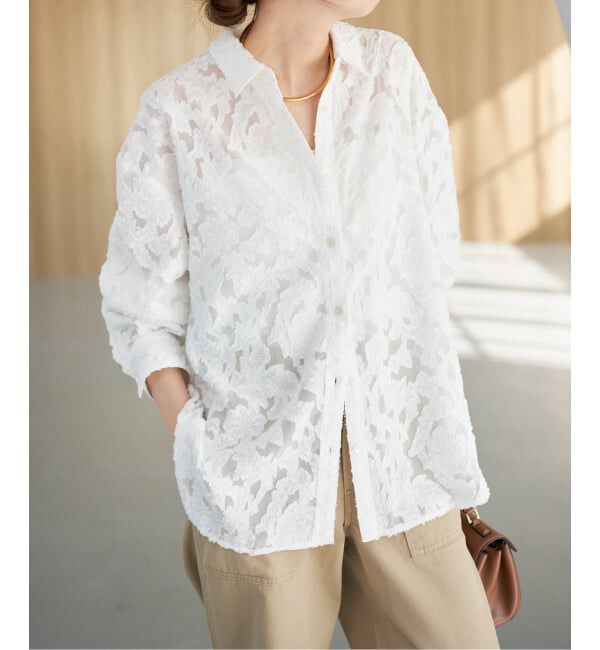 Spick and Span「《追加》シアージャガードシャツ」|シャツ・ブラウス|