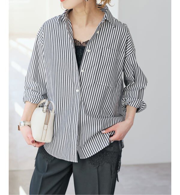 Spick and Span「《新色有り / 追加2》50コットンコンパクトシャツ」|シャツ・ブラウス|ブラックベース