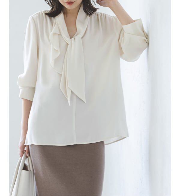 NOBLE「《WEB限定・追加予約2》ロイヤルサテンボウタイブラウス」|シャツ・ブラウス|