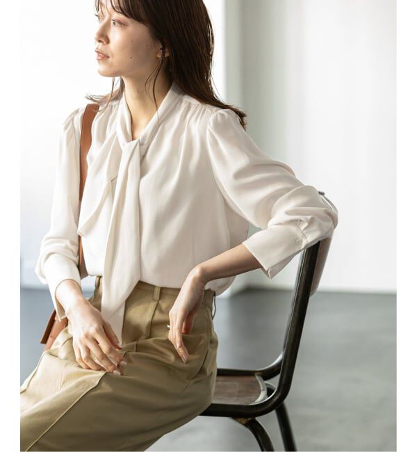 NOBLE「《WEB限定・追加予約2》ロイヤルサテンボウタイブラウス」|シャツ・ブラウス|