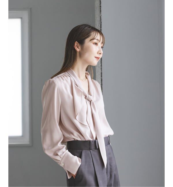 NOBLE「《WEB限定・追加予約2》ロイヤルサテンボウタイブラウス」|シャツ・ブラウス|