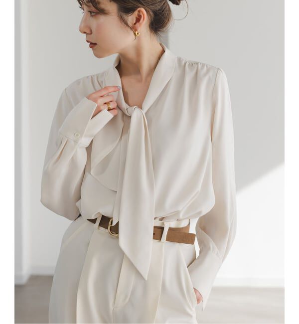 NOBLE「《WEB限定・追加予約2》ロイヤルサテンボウタイブラウス」|シャツ・ブラウス|