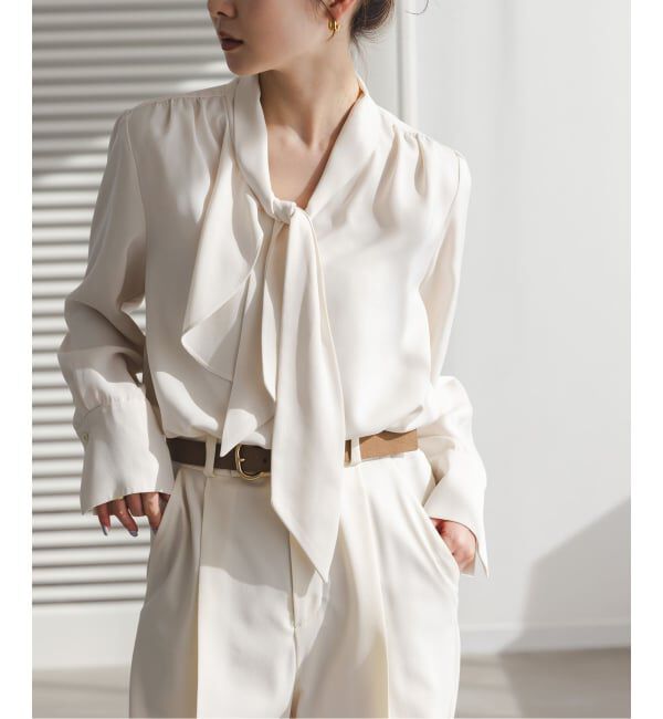 NOBLE「《WEB限定・追加予約2》ロイヤルサテンボウタイブラウス」|シャツ・ブラウス|