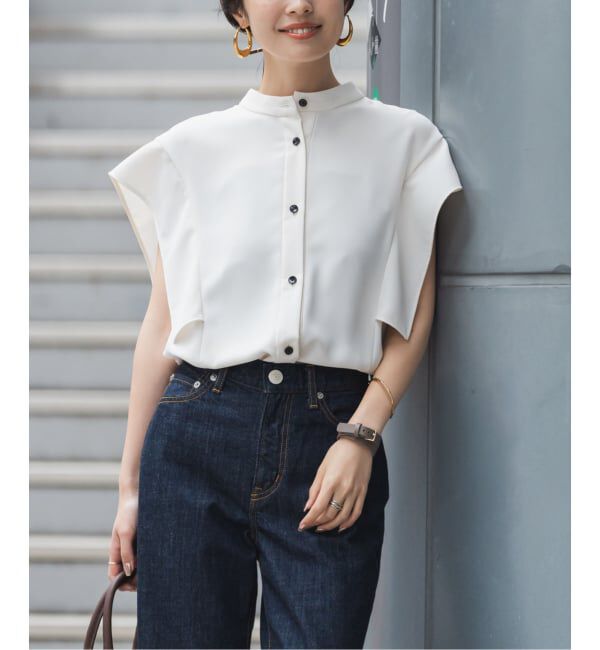 NOBLE「《WEB限定追加予約》【洗える】スクエアースリーブフロントオープンブラウス」|シャツ・ブラウス|