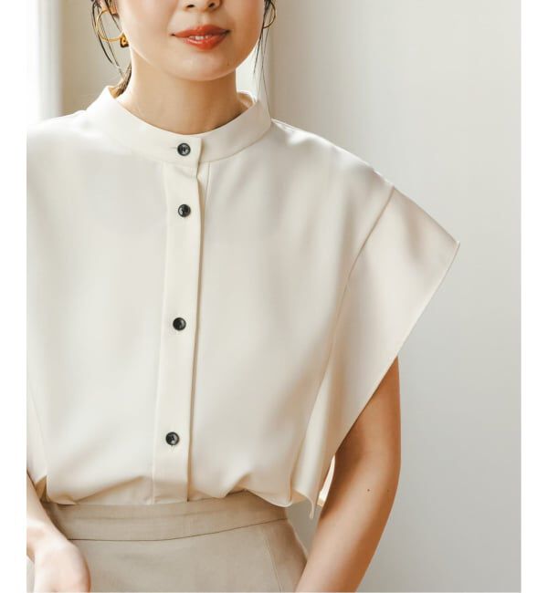 NOBLE「《WEB限定追加予約》【洗える】スクエアースリーブフロントオープンブラウス」|シャツ・ブラウス|