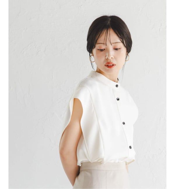 NOBLE「《WEB限定追加予約》【洗える】スクエアースリーブフロントオープンブラウス」|シャツ・ブラウス|