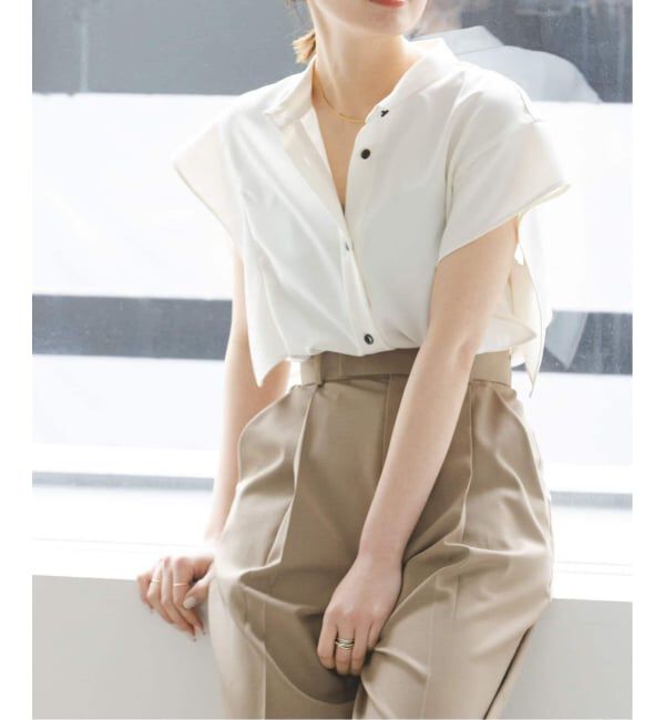 NOBLE「《WEB限定追加予約》【洗える】スクエアースリーブフロントオープンブラウス」|シャツ・ブラウス|