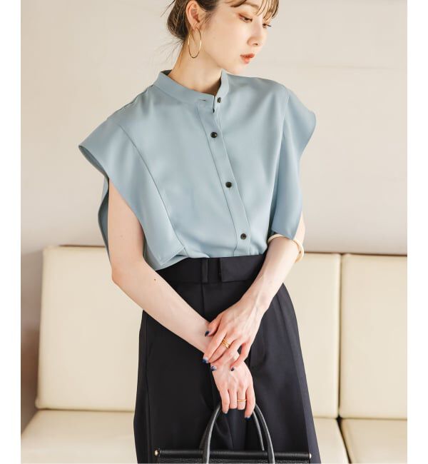 NOBLE「《WEB限定追加予約》【洗える】スクエアースリーブフロントオープンブラウス」|シャツ・ブラウス|