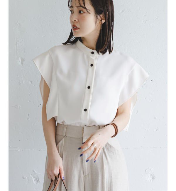 NOBLE「《WEB限定追加予約》【洗える】スクエアースリーブフロントオープンブラウス」|シャツ・ブラウス|