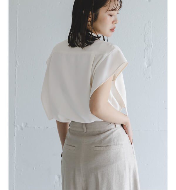 NOBLE「《WEB限定追加予約》【洗える】スクエアースリーブフロントオープンブラウス」|シャツ・ブラウス|