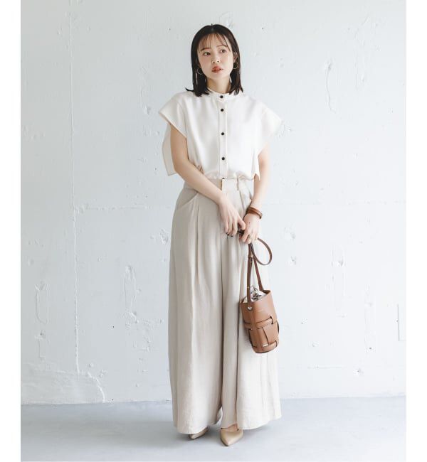 NOBLE「《WEB限定追加予約》【洗える】スクエアースリーブフロントオープンブラウス」|シャツ・ブラウス|