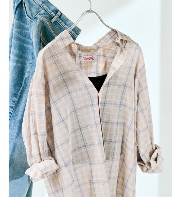 Spick and Span「《予約》コットンボイルチェックシャツ」|シャツ・ブラウス|ベージュベース