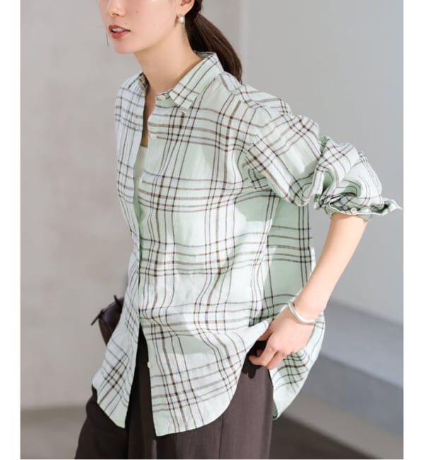 FRAMeWORK「≪一部カラーWEB限定 / 追加予約≫フレンチリネンレギュラーシャツ 3」|シャツ・ブラウス|グリーン