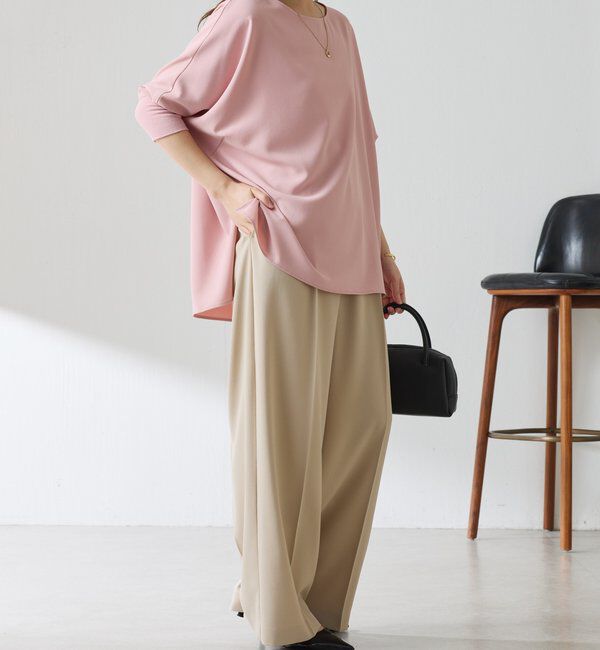  「《マイナス3kg見え/サイズ展開豊富》ジャージワイドパンツ」|スラックス|