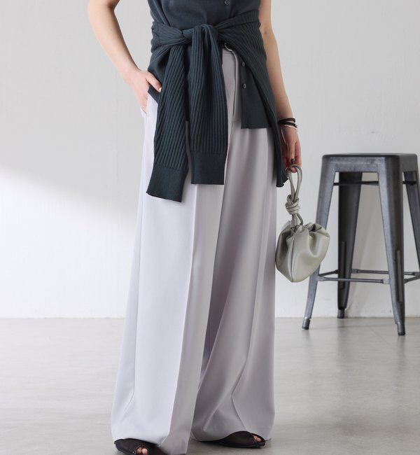  「《マイナス3kg見え/サイズ展開豊富》ジャージワイドパンツ」|スラックス|