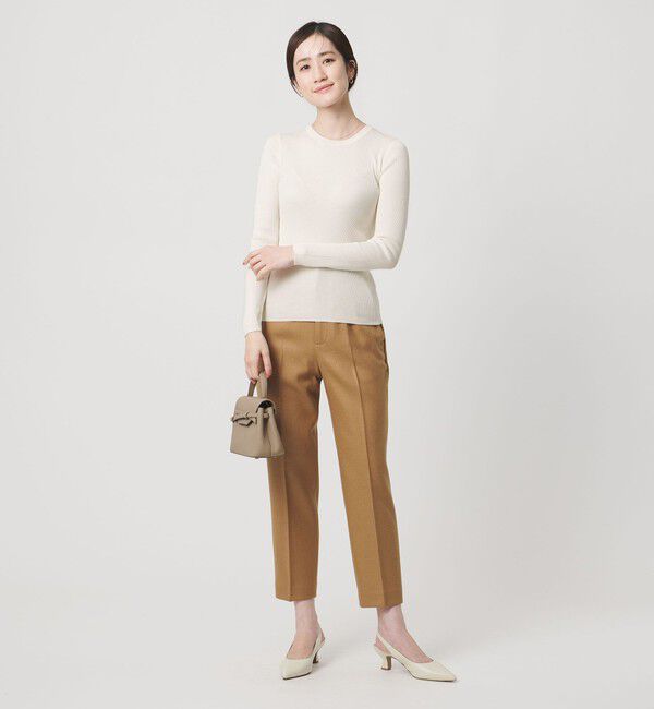 UNITED ARROWS「シルク リブ クルーネック ニット」|ニット・セーター|