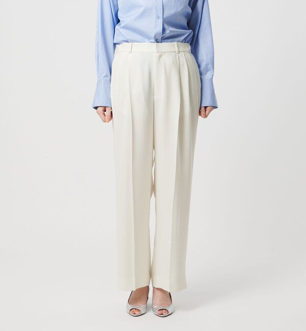 UNITED ARROWS「P 2タック ワイドパンツ WHITE ‐ウォッシャブル‐」|スラックス|