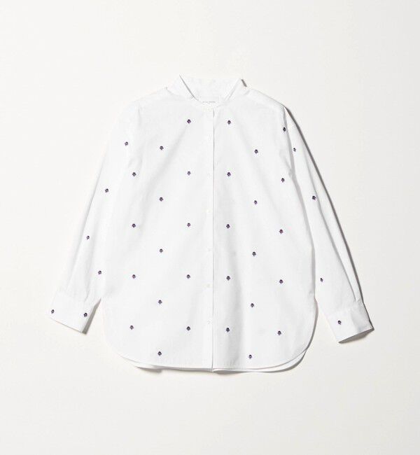 UNITED ARROWS「エンブロイダリーフラワー バンドカラー シャツ」|シャツ・ブラウス|