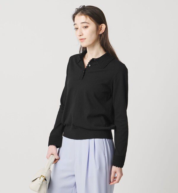 UNITED ARROWS「クロシェ ポロニット ‐ウォッシャブル‐」|ニット・セーター|BLACK