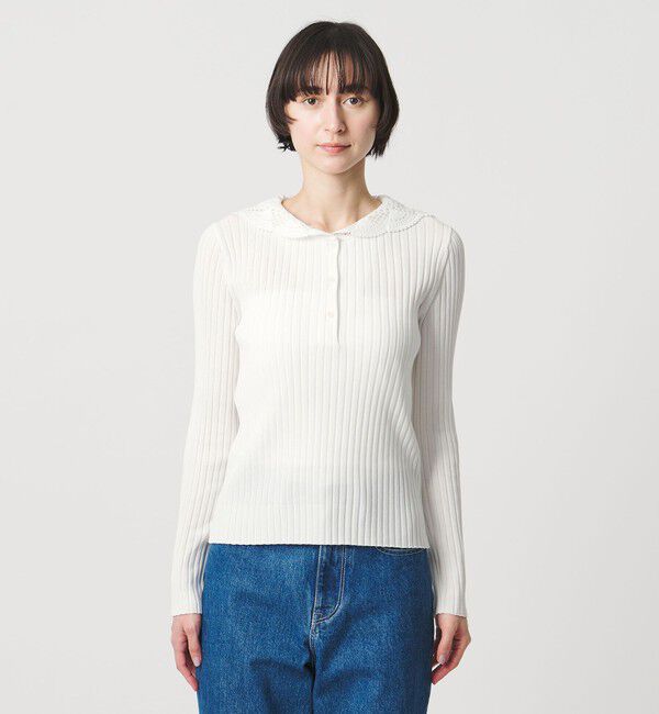 UNITED ARROWS「セーラー エンブロイダリー リブニット ‐ウォッシャブル‐」|ニット・セーター|