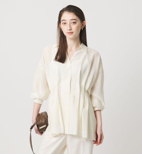 UNITED ARROWS「レースコンビ スキッパー ブラウス」|シャツ・ブラウス|