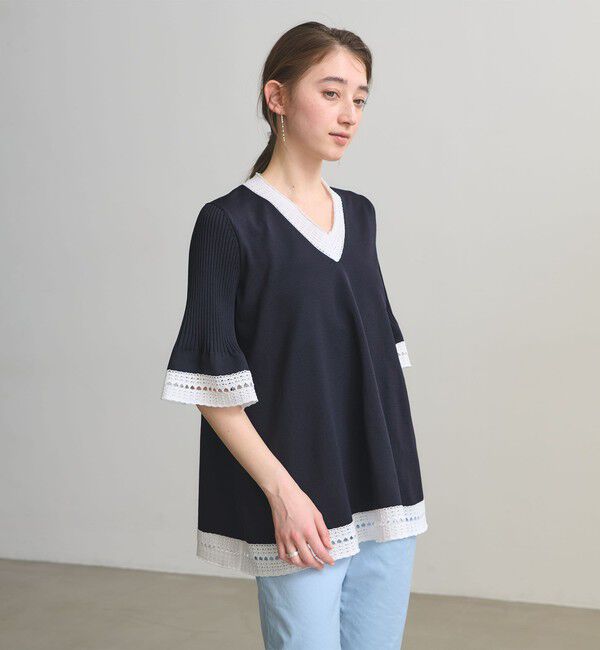 UNITED ARROWS「Vネック ニットチュニック 」|ニット・セーター|NAVY