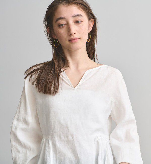 UNITED ARROWS「リネン スキッパー ペプラム ブラウス ‐ウォッシャブル‐」|シャツ・ブラウス|