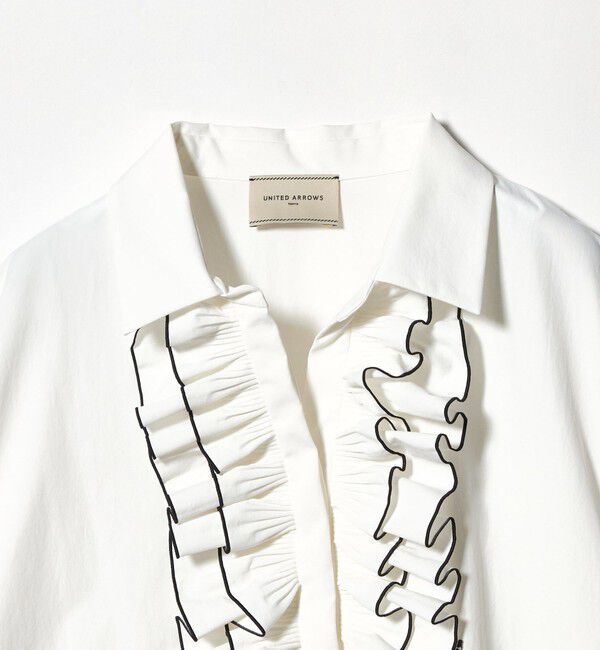 UNITED ARROWS「メロー フリル スキッパー パフ ブラウス ‐防しわ 吸水速乾 UVカット 遮熱性 接触冷感 ウォッシャブル‐」|シャツ・ブラウス|