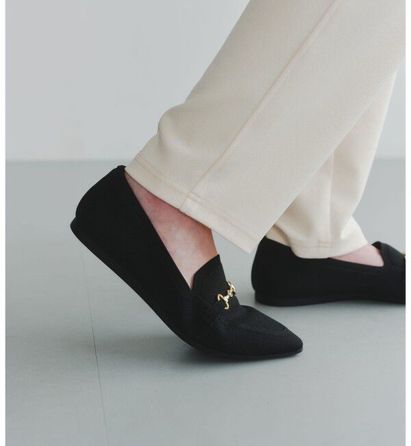 UNITED ARROWS green label relaxing「ウェルネス ニット ローファー 撥水・ウォッシャブル」|パンプス|BLACK
