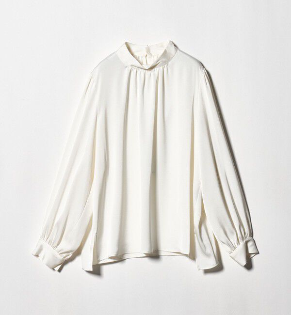 UNITED ARROWS green label relaxing「サテン スタンドネック ギャザー ブラウス」|シャツ・ブラウス|