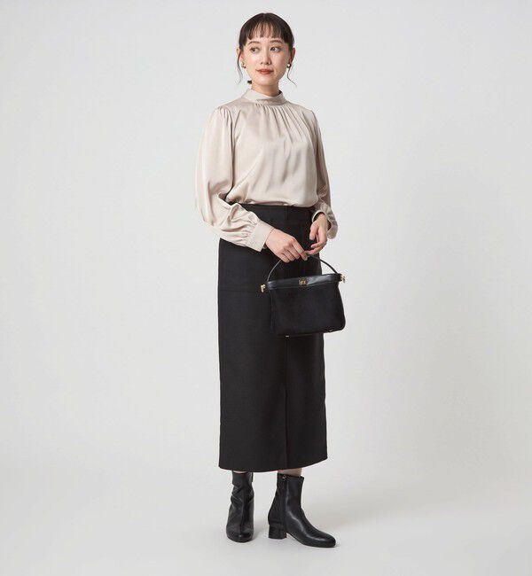 UNITED ARROWS green label relaxing「サテン スタンドネック ギャザー ブラウス」|シャツ・ブラウス|