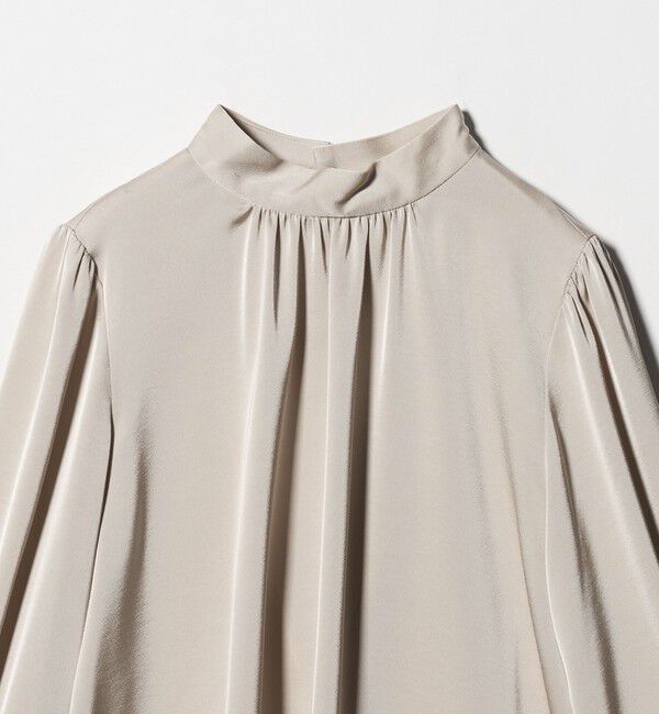 UNITED ARROWS green label relaxing「サテン スタンドネック ギャザー ブラウス」|シャツ・ブラウス|
