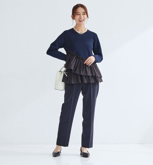 UNITED ARROWS green label relaxing「タフタ ドッキング ペプラム プルオーバー ニット ウォッシャブル」|ニット・セーター|