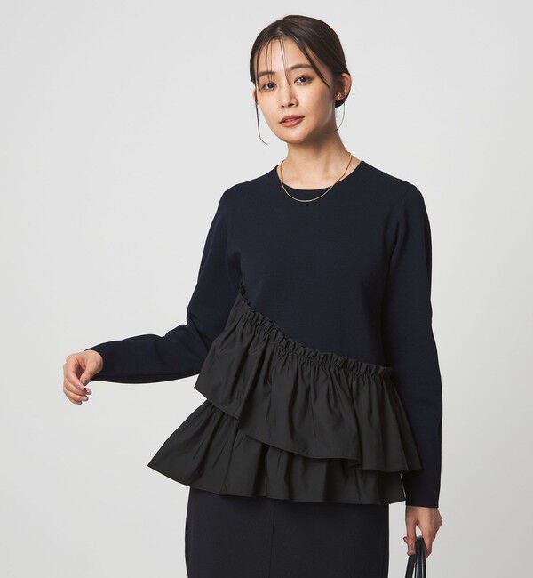 UNITED ARROWS green label relaxing「タフタ ドッキング ペプラム プルオーバー ニット ウォッシャブル」|ニット・セーター|