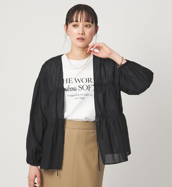 UNITED ARROWS green label relaxing「全方位映えギャザーブラウス」|シャツ・ブラウス|BLACK