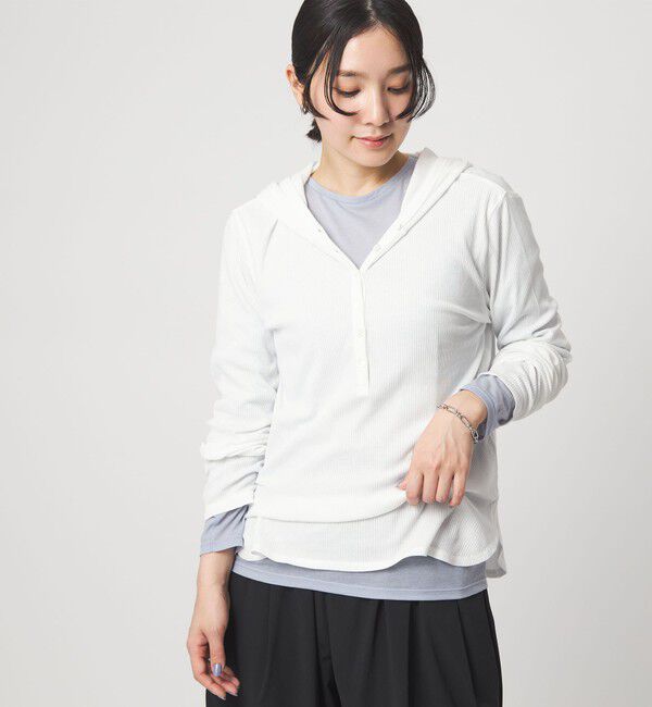 UNITED ARROWS green label relaxing「【WEB限定】＜at ease＞シアーテレコ フード ロングスリーブ カットソー」|Tシャツ・カットソー|