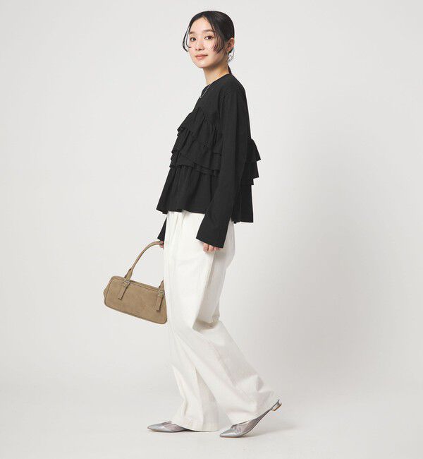 UNITED ARROWS green label relaxing「【WEB限定】＜at ease＞フロント フリル プルオーバー カットソー」|Tシャツ・カットソー|